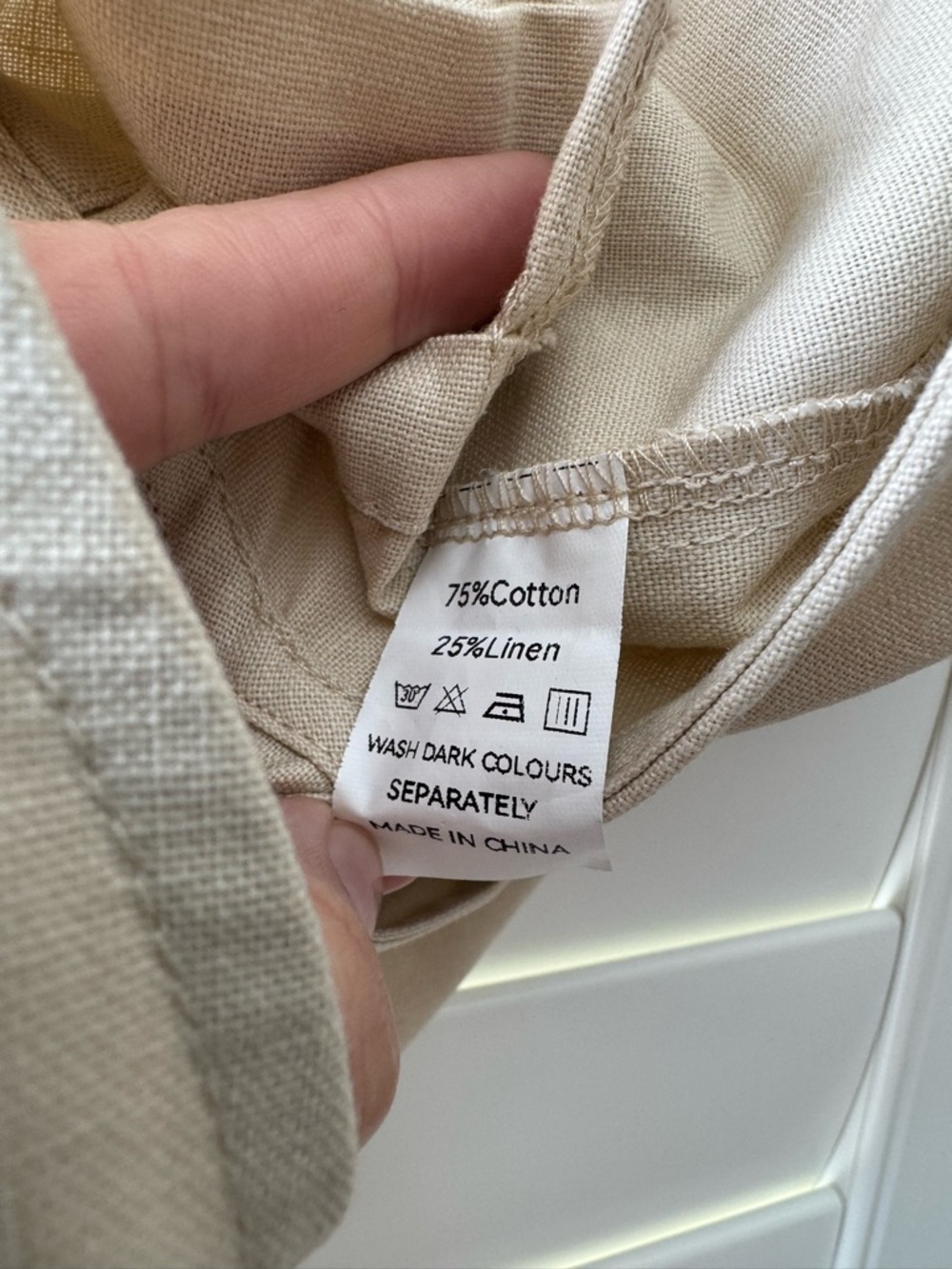 Cotton/Linen Blend Beige Tie-Front Vest M - Picture 3 of 6